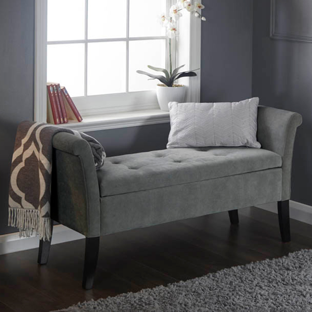 GFW Balmoral Grey Upholstered Window Seat Image 1