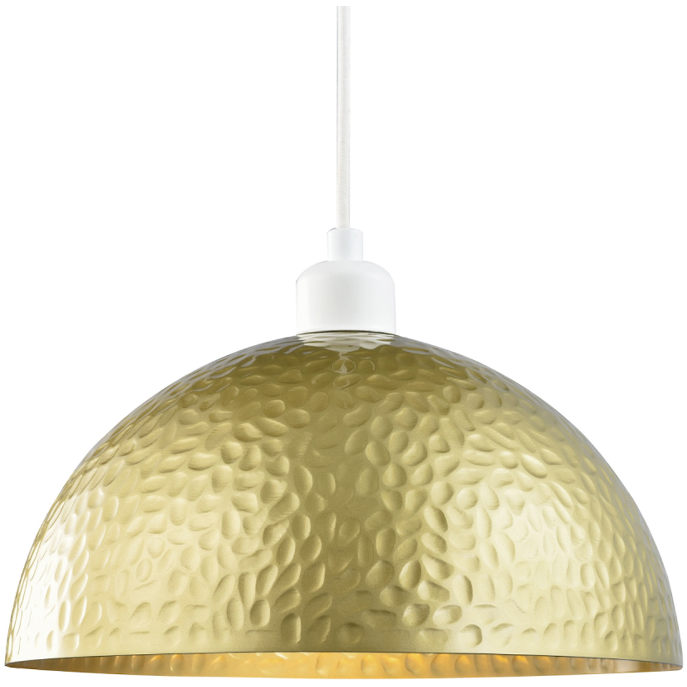 Happy Homewares Satin Gold Metal Hammered Domed Shape Pendant Shade Image 6