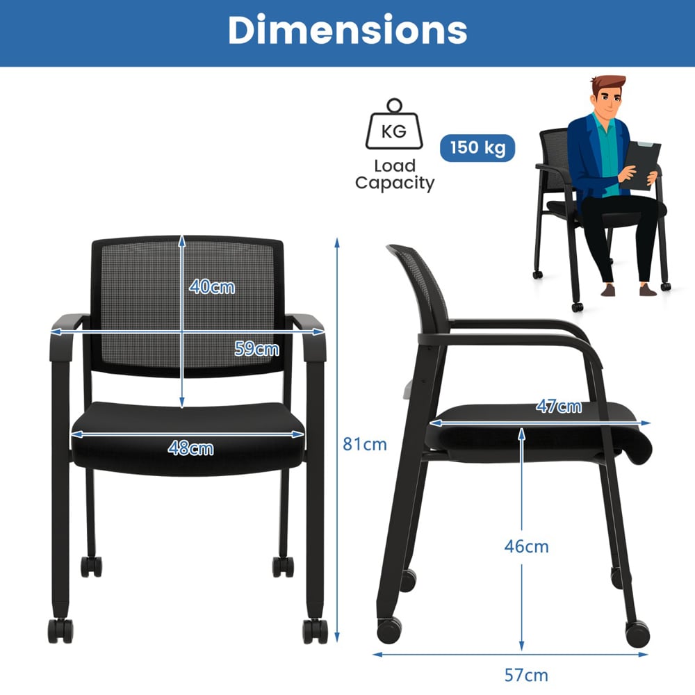 Costway Set of 2 Black Office Chair Image 9