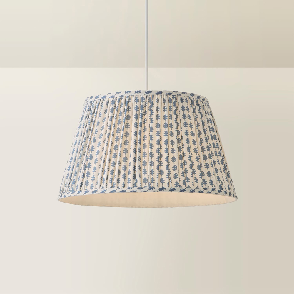 ValueLights Grange Blue Floral Pleated Large Pendant Shade Image 5