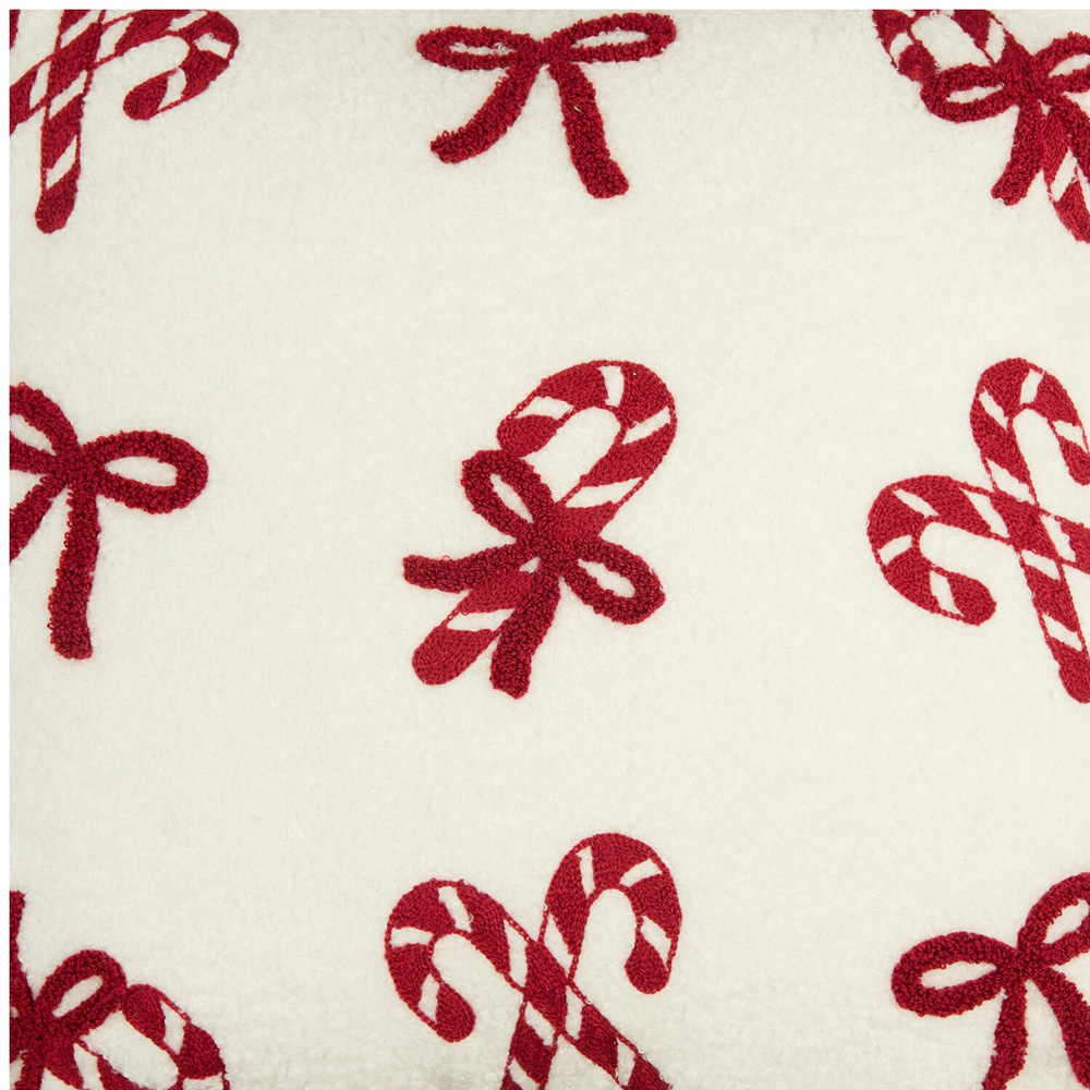 Candy Cane Bow Boucle Cushion White Image 2