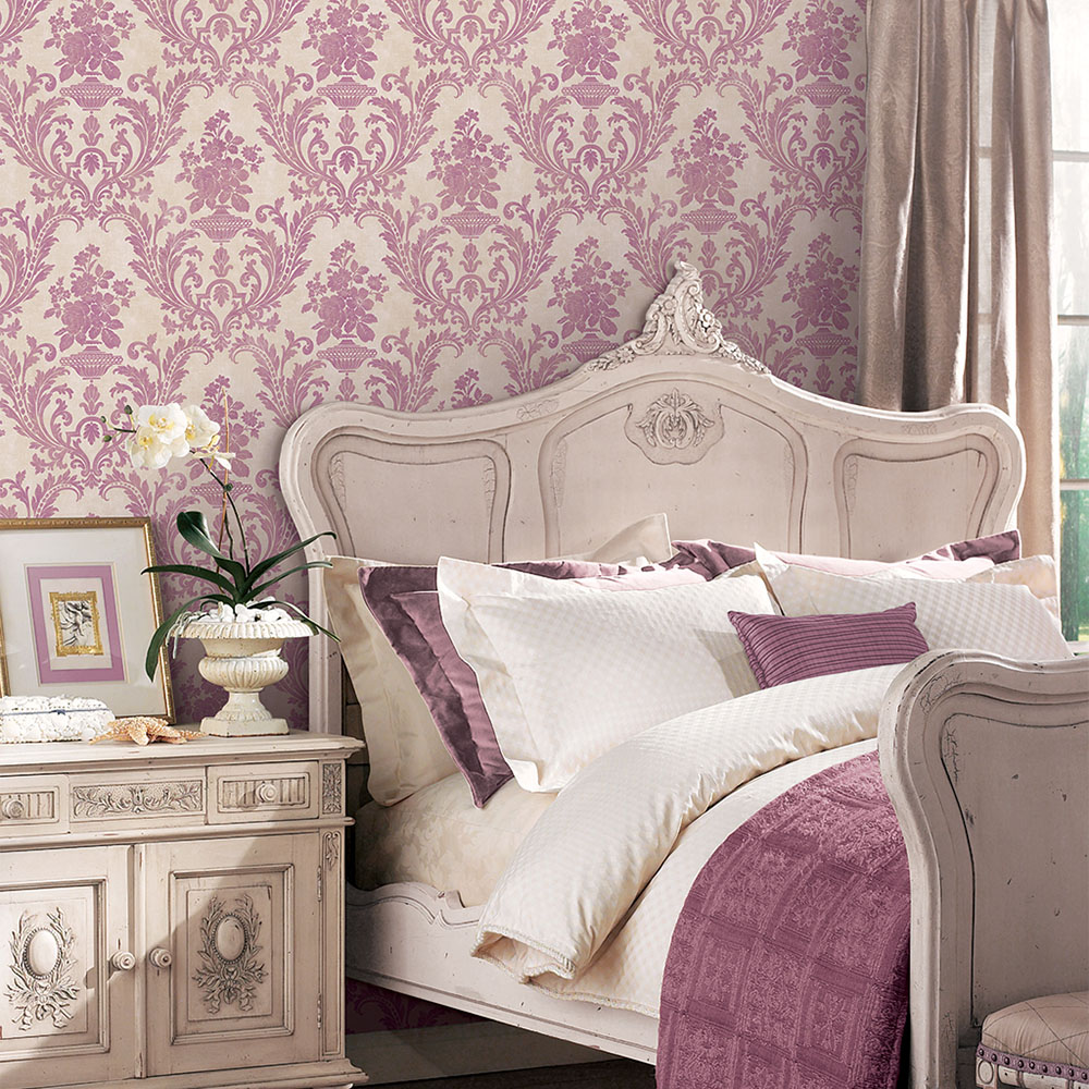 Galerie Stripes and Damask 2 Beige and Pink Wallpaper Image 2