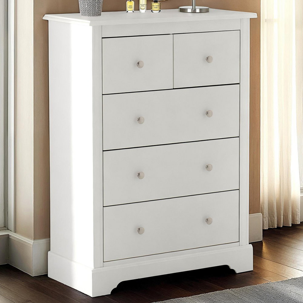 Seconique Stratford 5 Drawer White Storage Chest Image 1