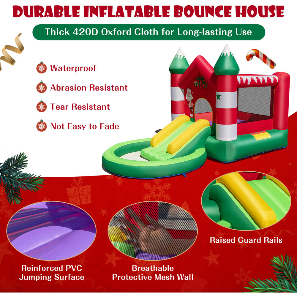 Costway Christmas Themed Inflatable Bouncy Castle with Ball Pit 7.2 x 12.8 x 6.9ft Image 6