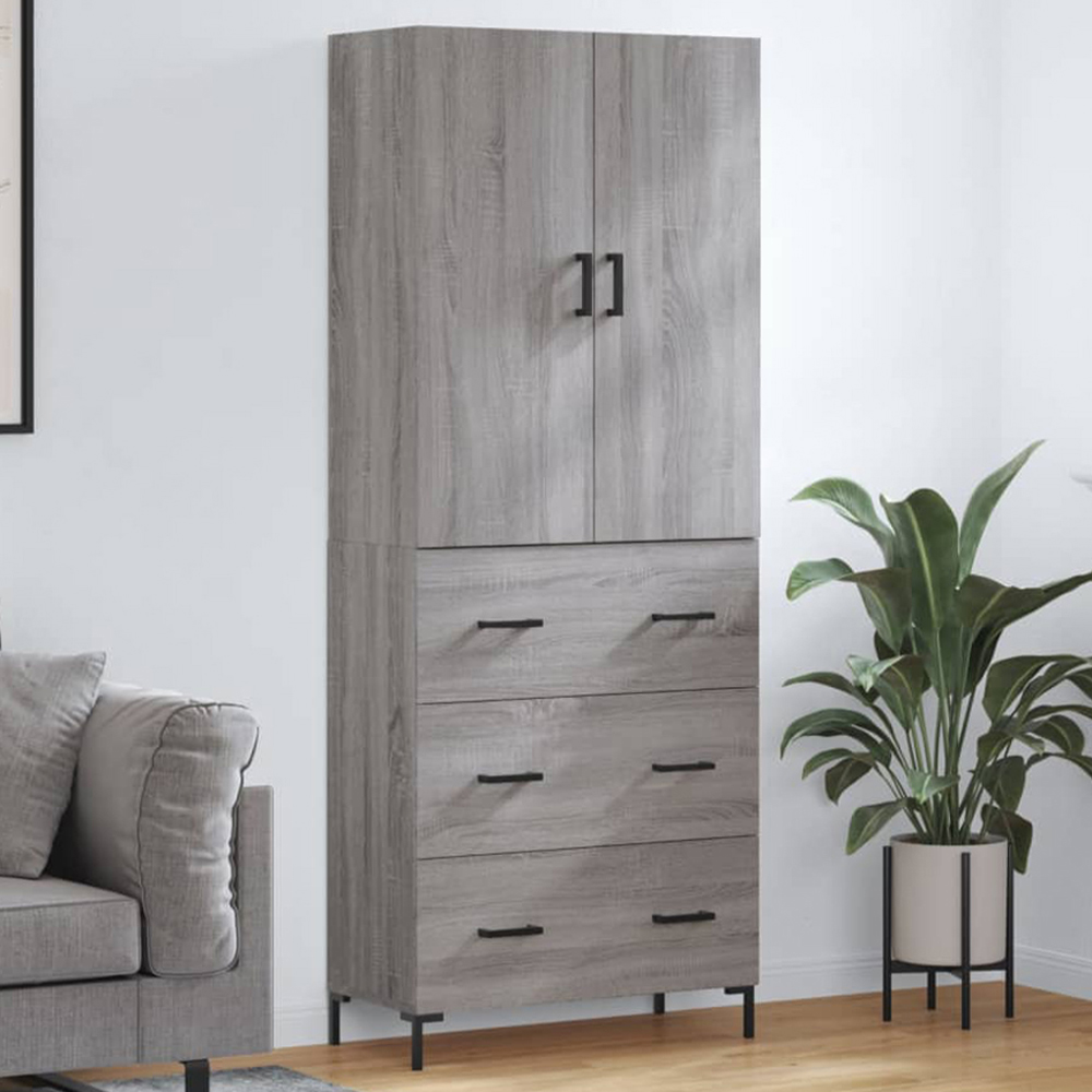 vidaXL 2 Door 3 Drawer Grey Sonoma Highboard Image 1