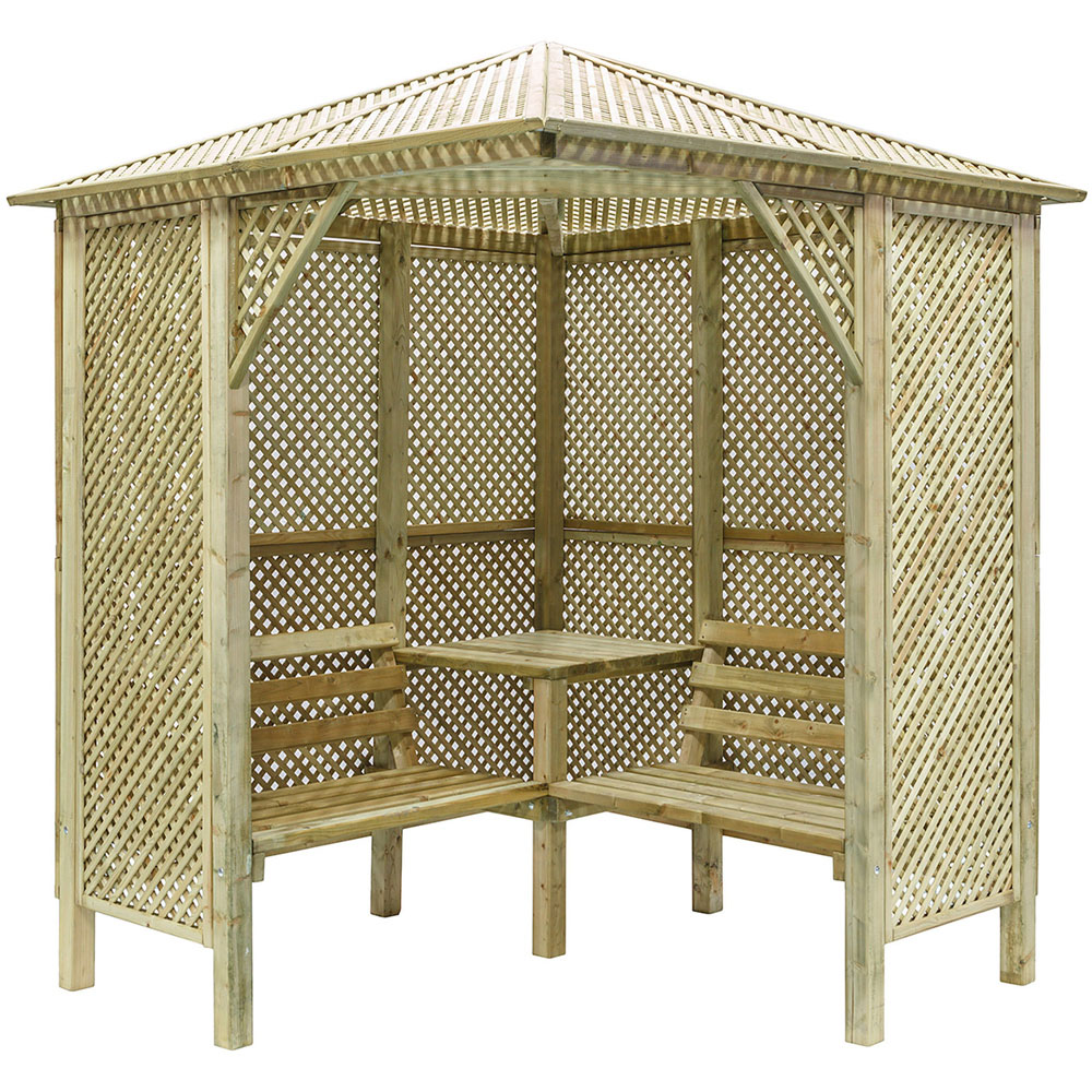 Shire Valencia 4 Seater 6 x 6ft Corner Pressure Treated Arbour Image 2