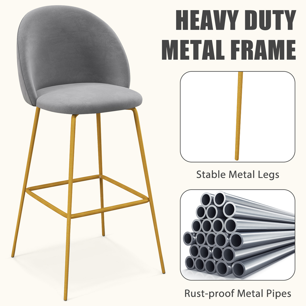 Costway Grey Bar Stool Set of 2 Image 7