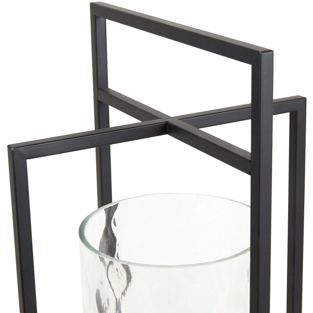 Mari Large Hammered Lantern - Black and Clear Image 2