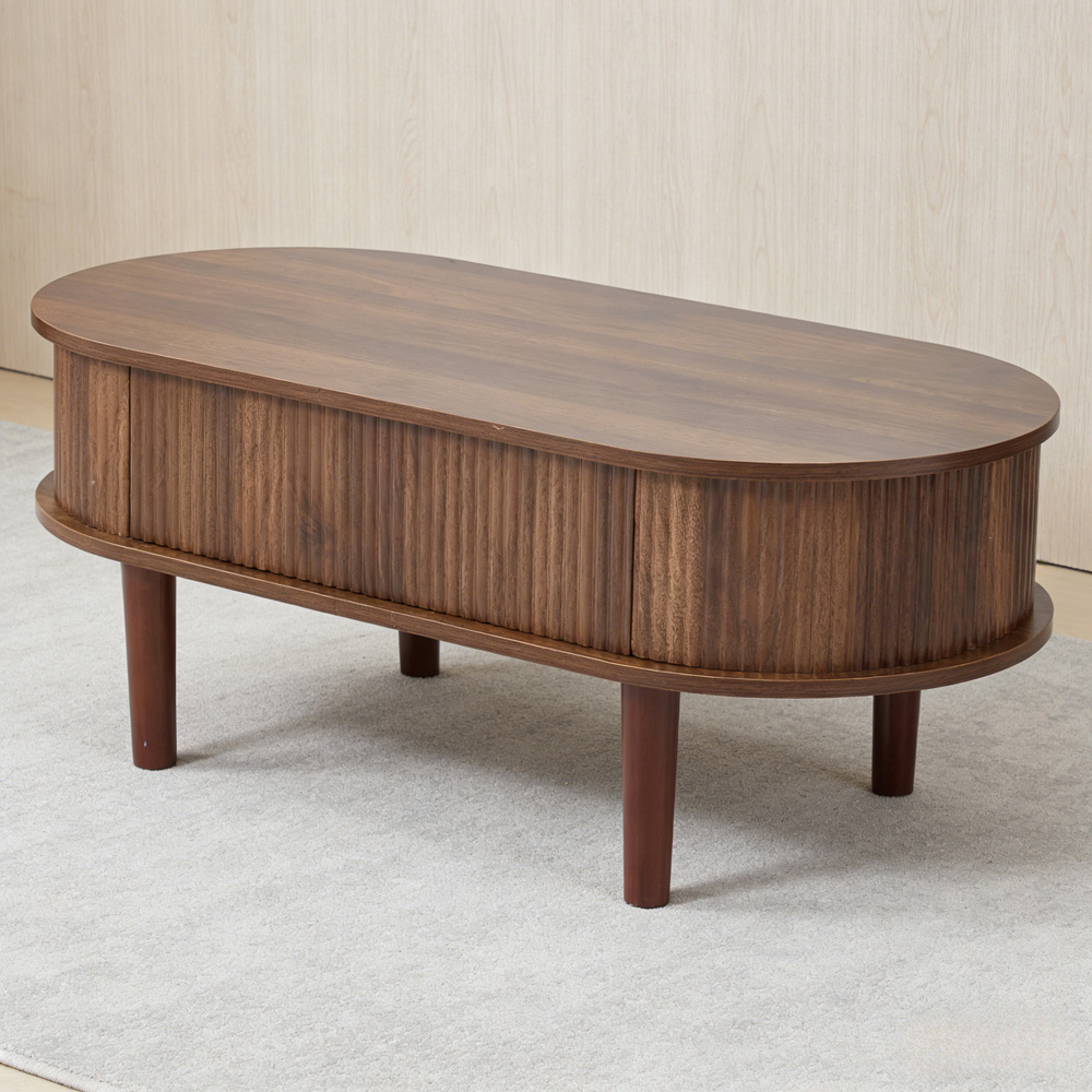 Living and Home Walnut Wooden Lift Top Storage Coffee Table Image 1