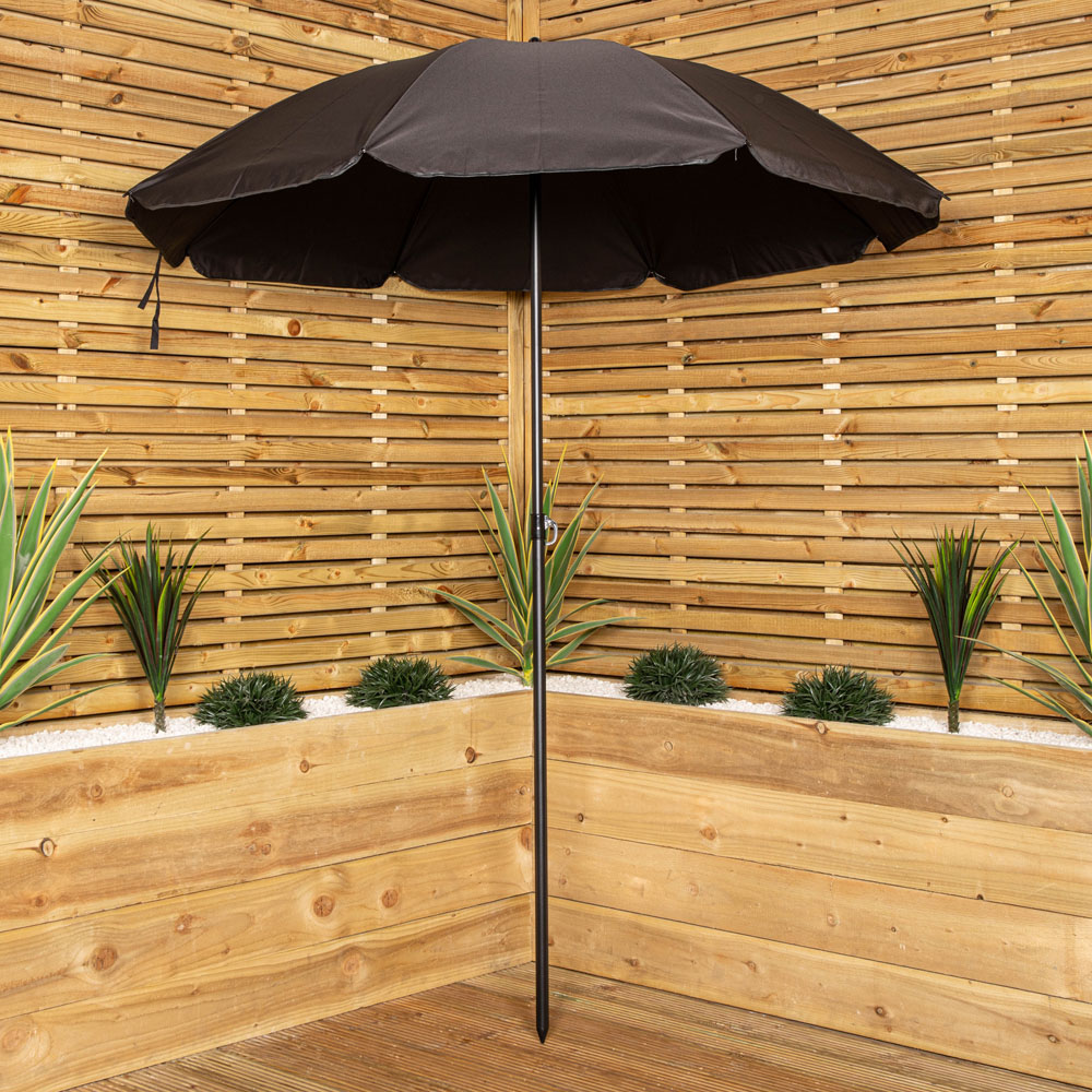 Samuel Alexander 4 Seater Patio Dining Set Black with Parasol Image 3
