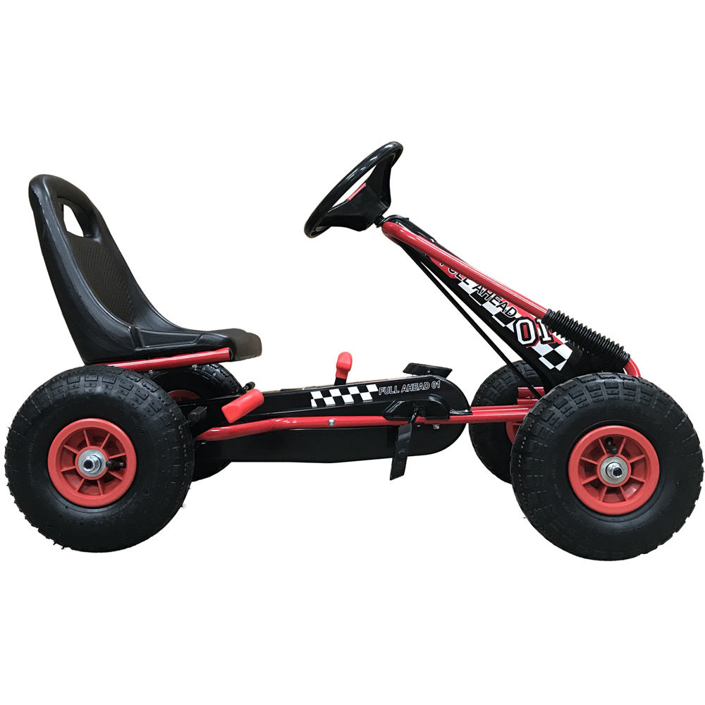 Kiddo Racer Go-Kart 4 Wheel Pedal Car Metal Frame - Red Image 3