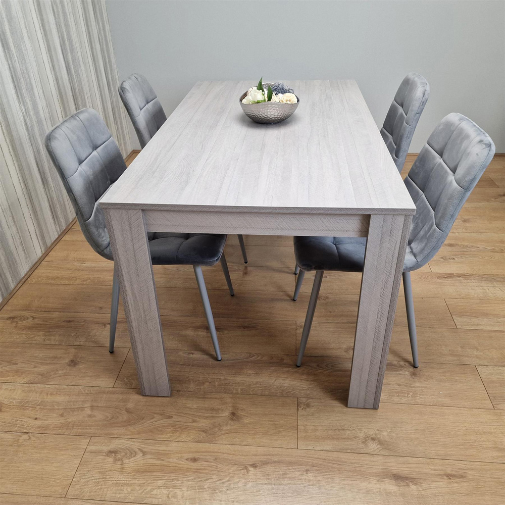 Portland 4 Seater Velvet Dining Set Grey Image 6