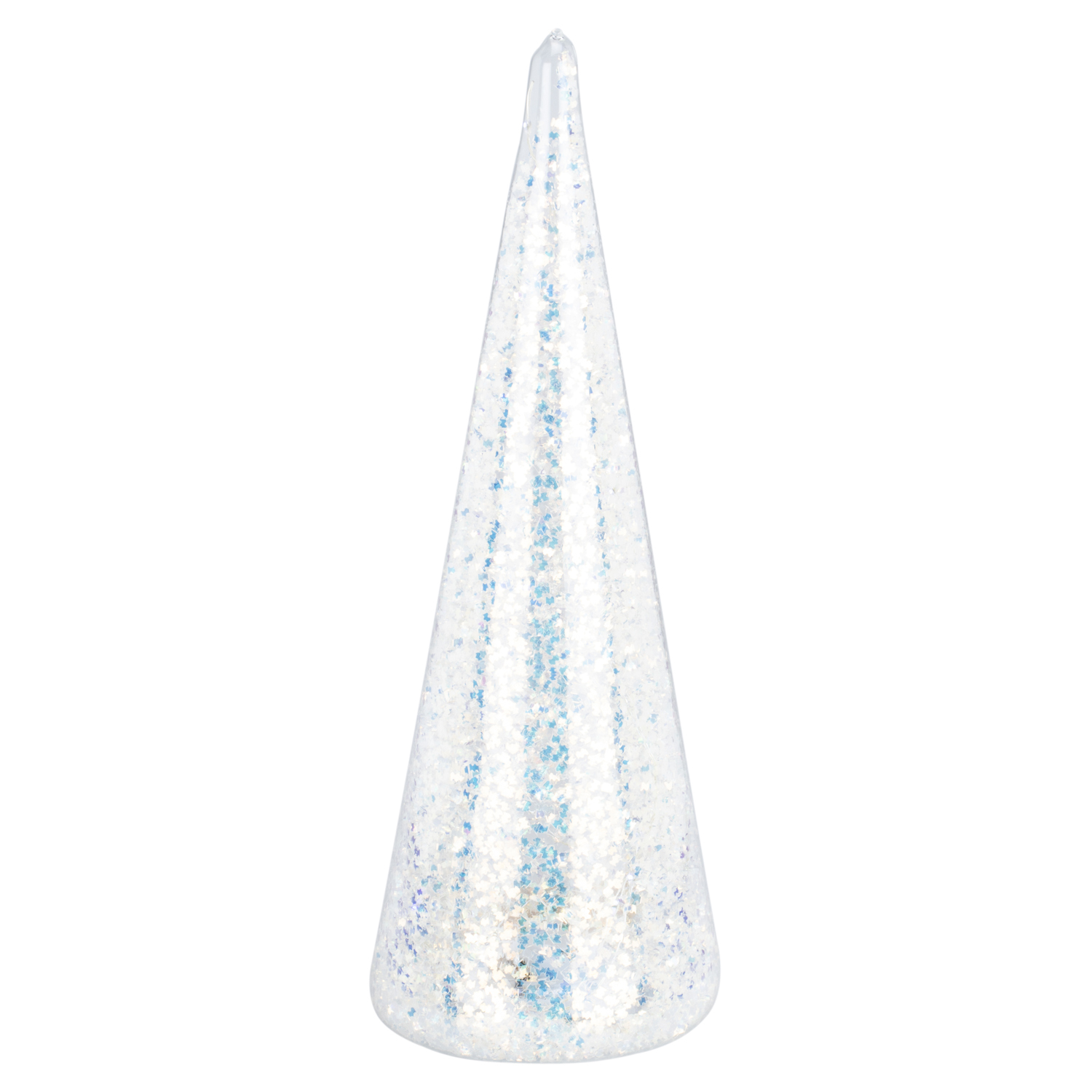 Christmas Iridescent LED Glass Cone Decoration Image 1