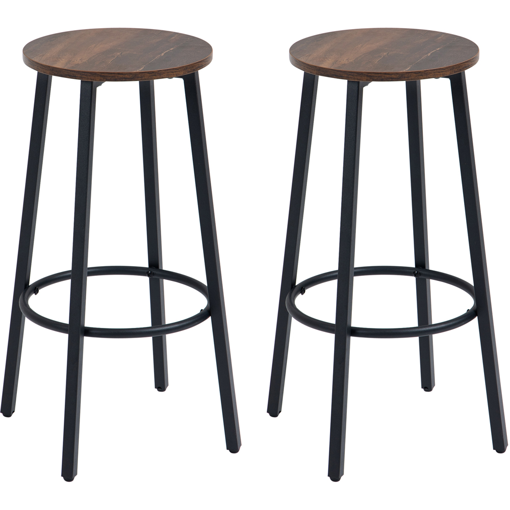 Portland Brown Industrial Round Bar Stool Set of 2 Image 2
