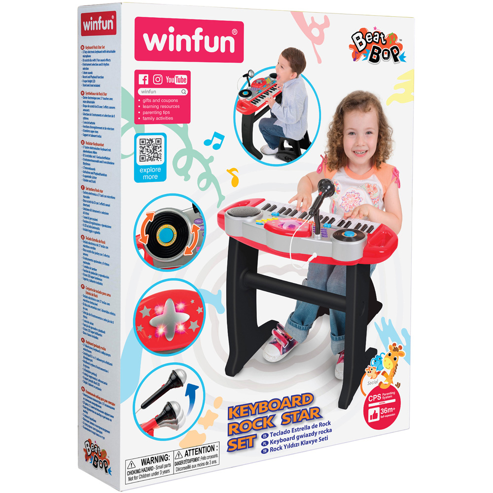 Winfun Disco Beat Bop Red Keyboard Kids Rock Star Set Image 3