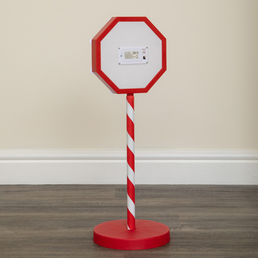 Samuel Alexander 8 White LED Light-Up Santa Stop Here Christmas Sign 57cm Image 5