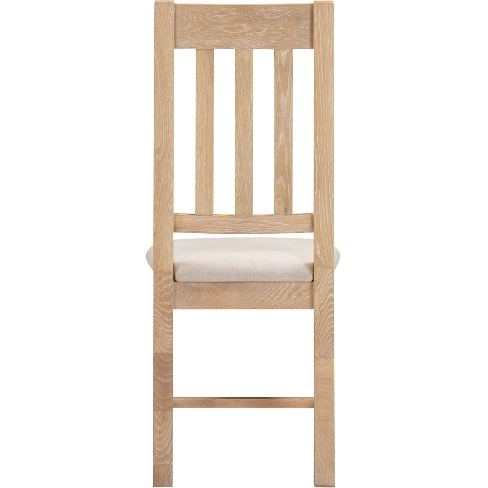 Seconique Windsor Sey of 2 Natural Oak and Oat Fabric Slatted Dining Chair Image 4