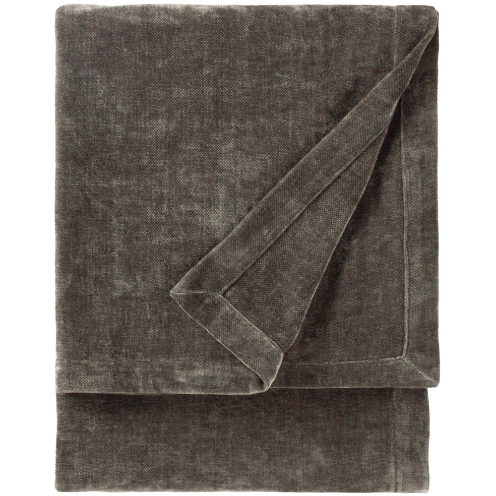 Yard Charcoal Heavy Chenille Velvet Throw 130 x 180cm Image 1