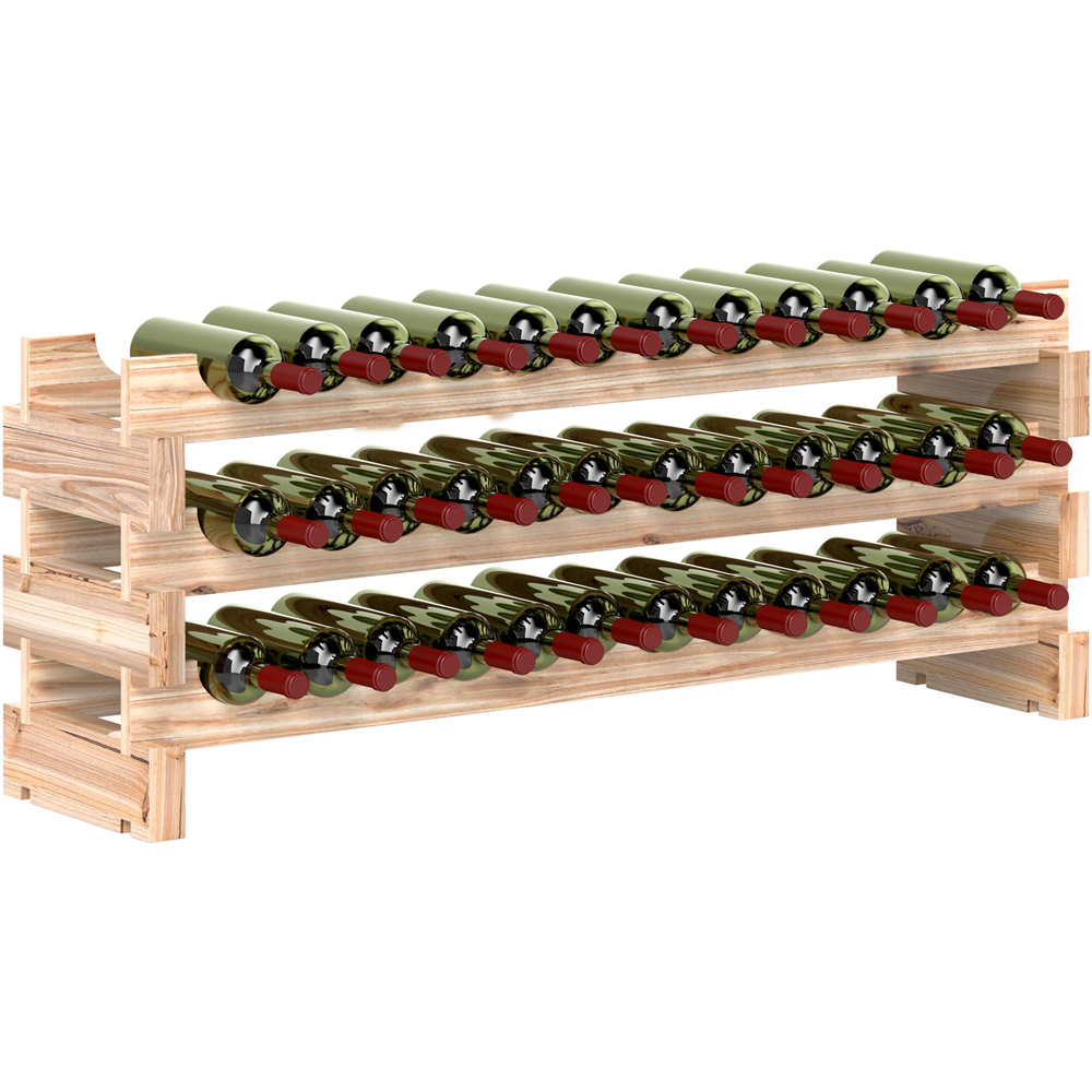 HOMCOM 3 Tier 36 Bottle Shelf Wine Rack Image 3