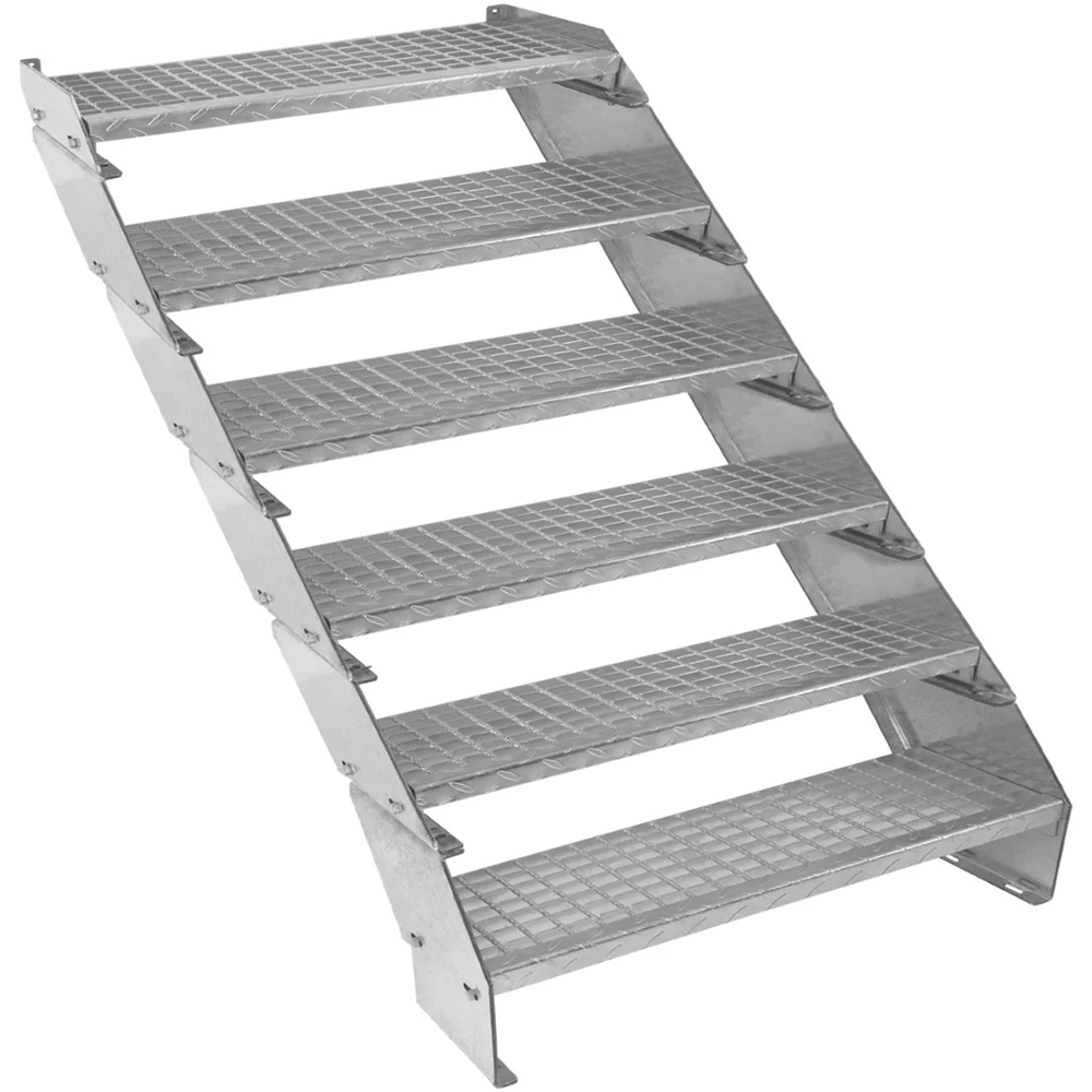 MonsterShop 6 Section Adjustable Galvanised Staircase 900mm Image 1