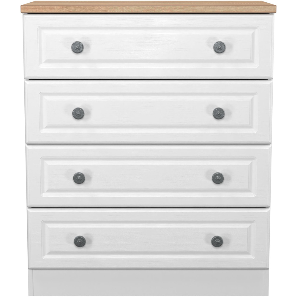 Crowndale Norfolk 4 Drawer White Ash and Bardolino Oak Chest of Drawers Ready Assembled Image 2