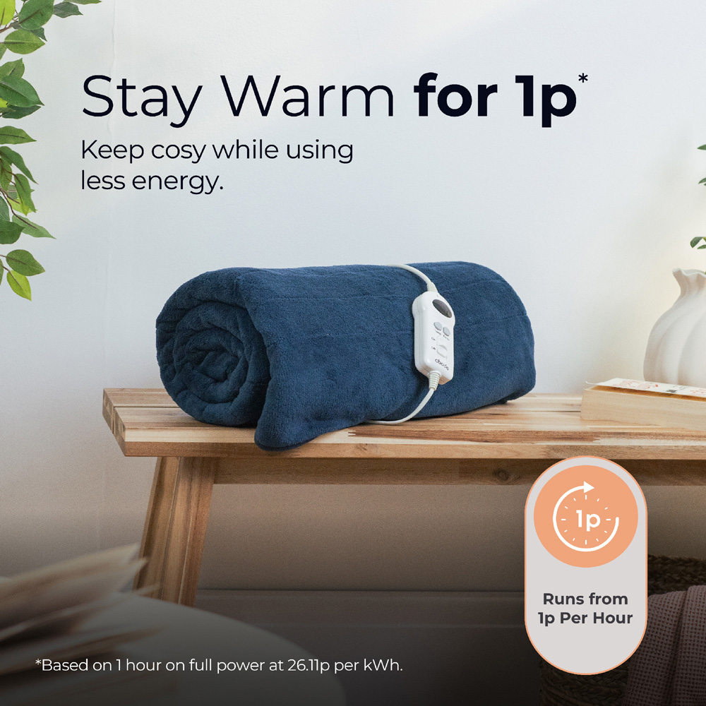 Abode Blue Microfleece Heated Throw 130 x 180cm Image 4