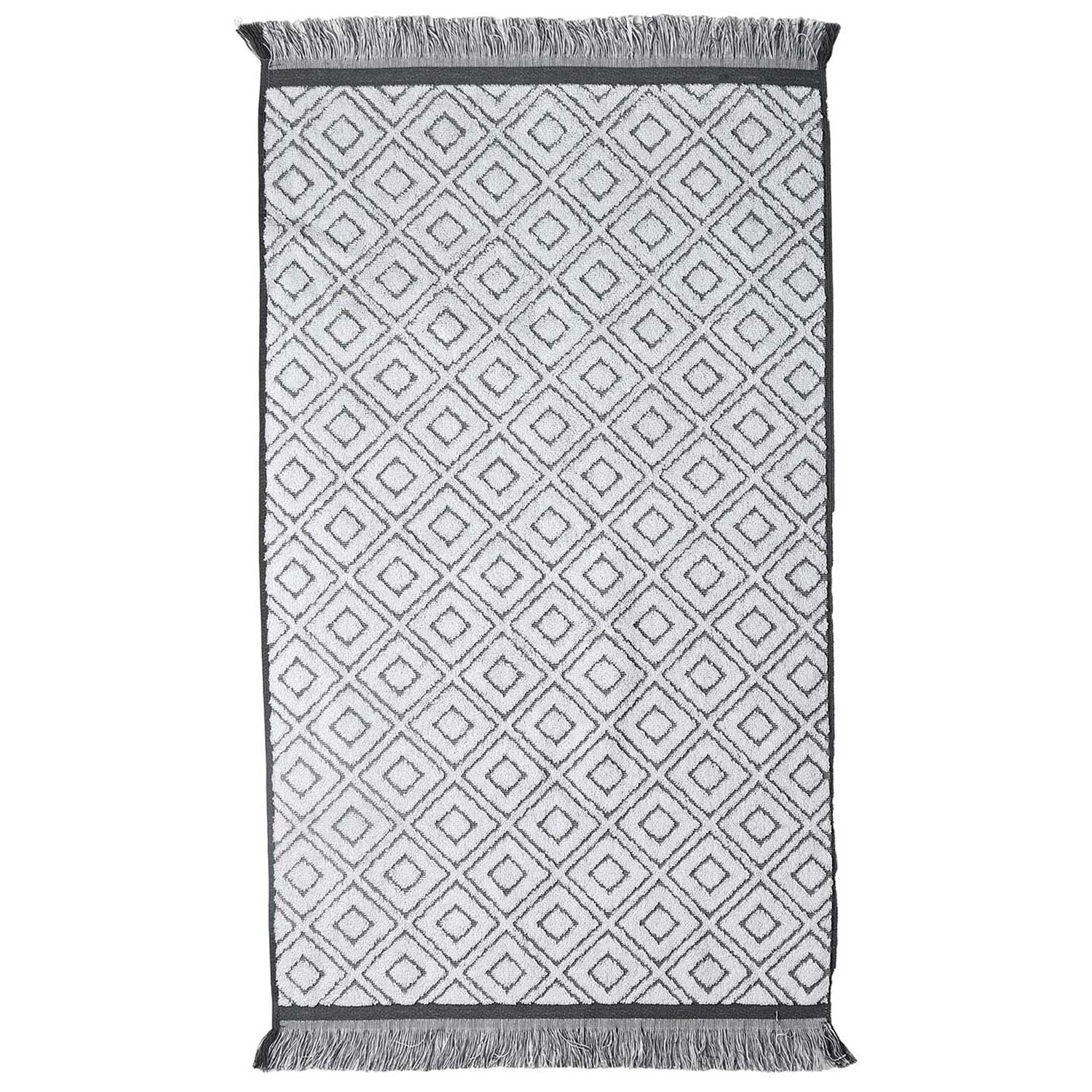 Diamond Fringe Hand Towel - Grey Image 2