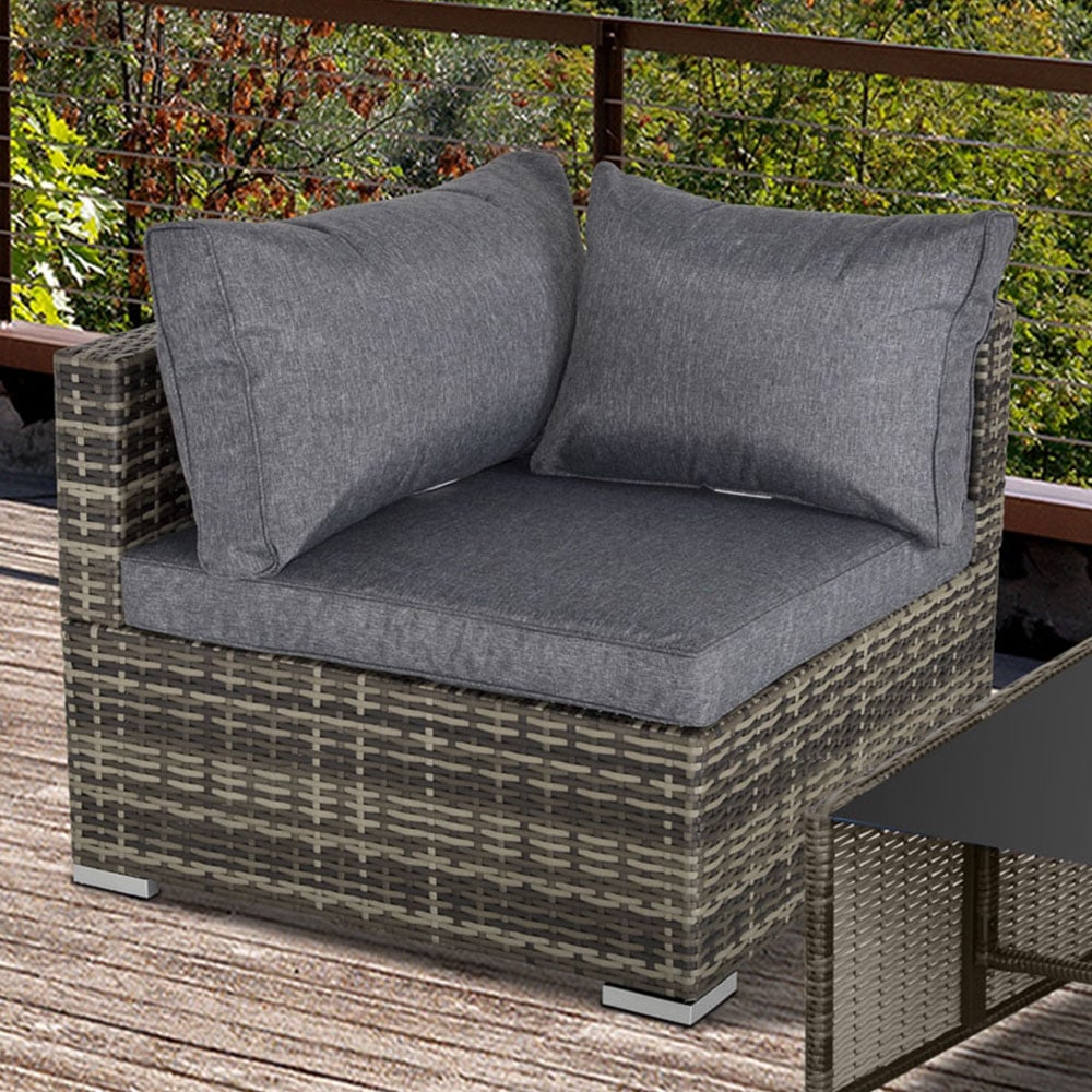 Outsunny Deep Grey Rattan Single Corner Sofa Chair Image 1