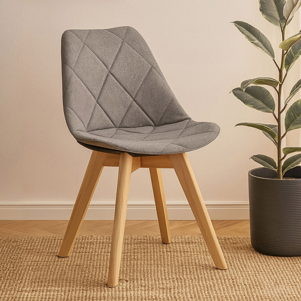 Premier Housewares Stockholm Grey Diamond Pattern Dining Chair Image 2