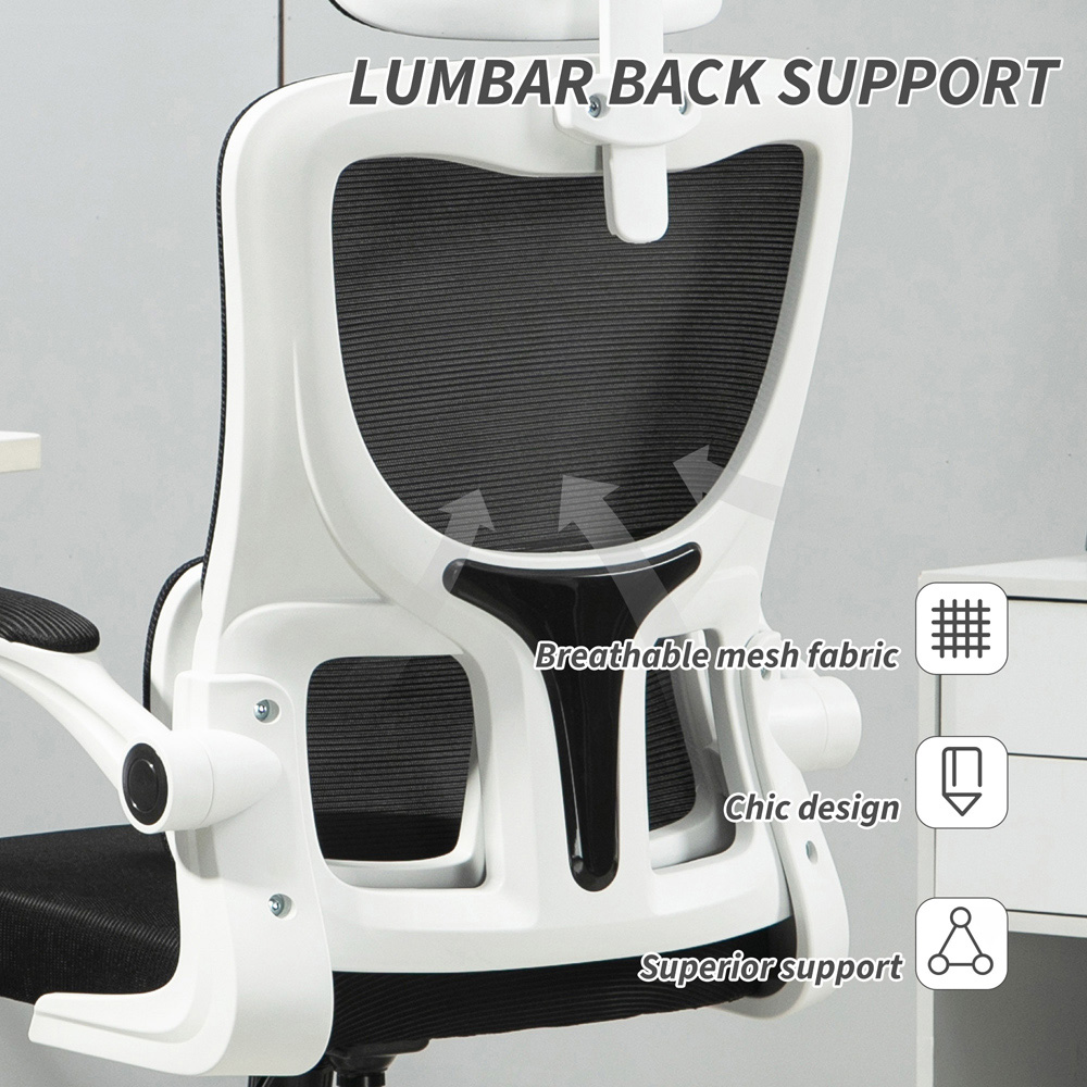 Portland Black Mesh Recliner Office Chair with Adjustable Headrest and Lumbar Support Image 6