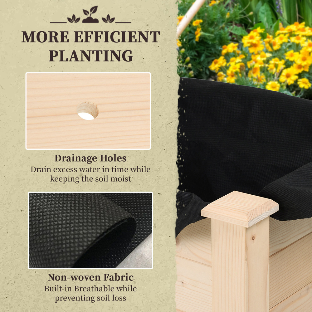 Outsunny Wooden Raised Planter Box Container 76 x 46 x 86cm Image 6