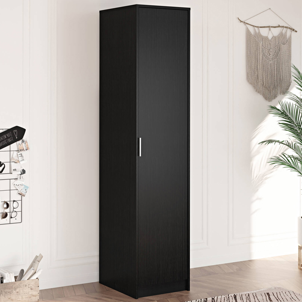 Home Source Phoenix Single Door Black Wardrobe Image 1