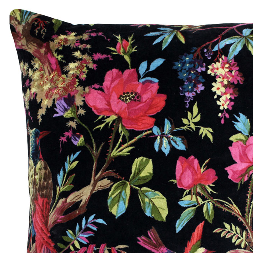 Paoletti Paradise Black Velvet Cushion Image 2