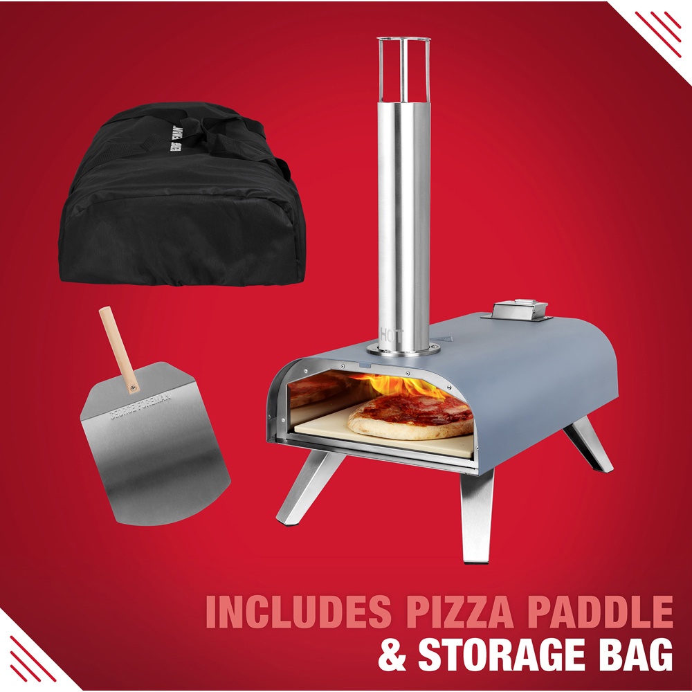 George Foreman Grey 12 inch Wood Pellet Outdoor Pizza Oven with Carry Bag and Paddle Image 8