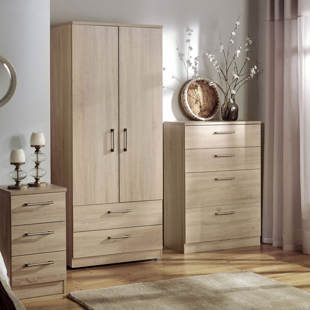 Crowndale Devon 3 Drawer Bardolino Oak Deep Chest of Drawers Image 7