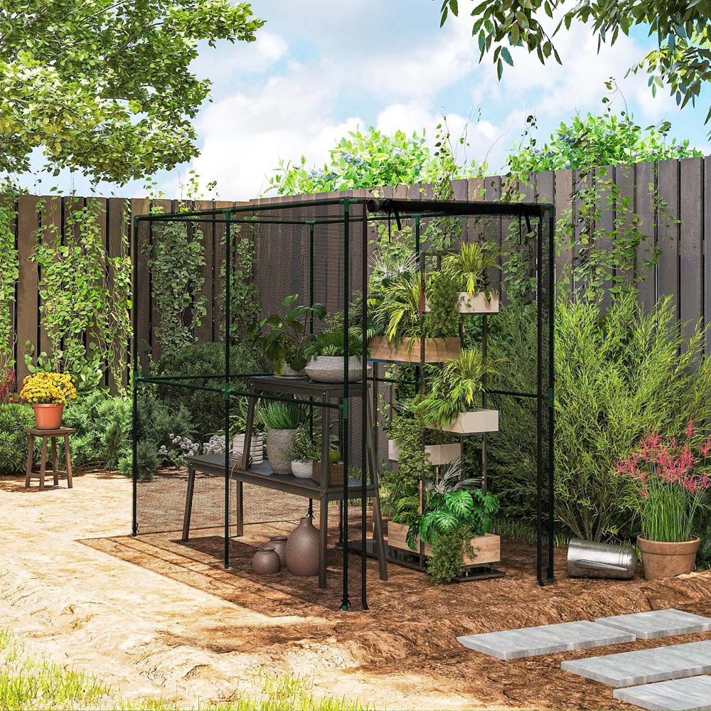 Outsunny Black Plant and Fruit Protection Netting Cage Tent 6.5 x 3.3ft Image 4