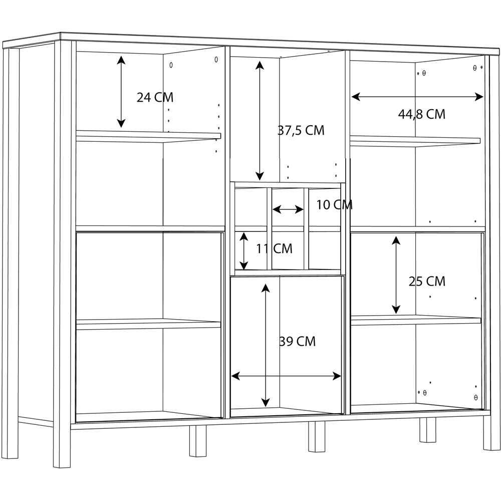 Florence High Rock 3 Door Matt Black and Riviera Oak Shelf Unit Image 9