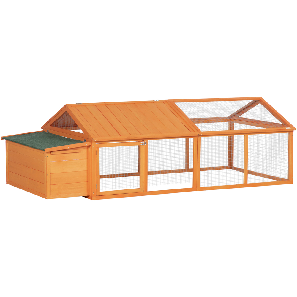PawHut Wooden Chicken Run with Openable Roof Image 1