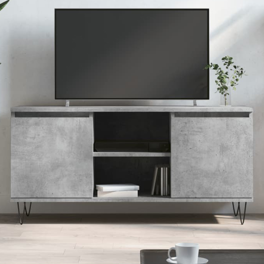 vidaXL 2 Door 2 Shelf Concrete Grey TV Cabinet Image 1
