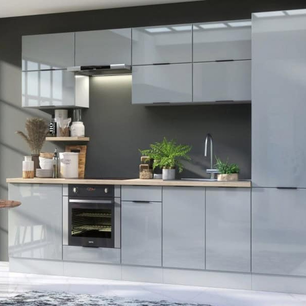 Impact Furniture Star Light Grey Gloss Kitchen Wall Cabinet Extractor Fan Housing Unit 600mm Image 2