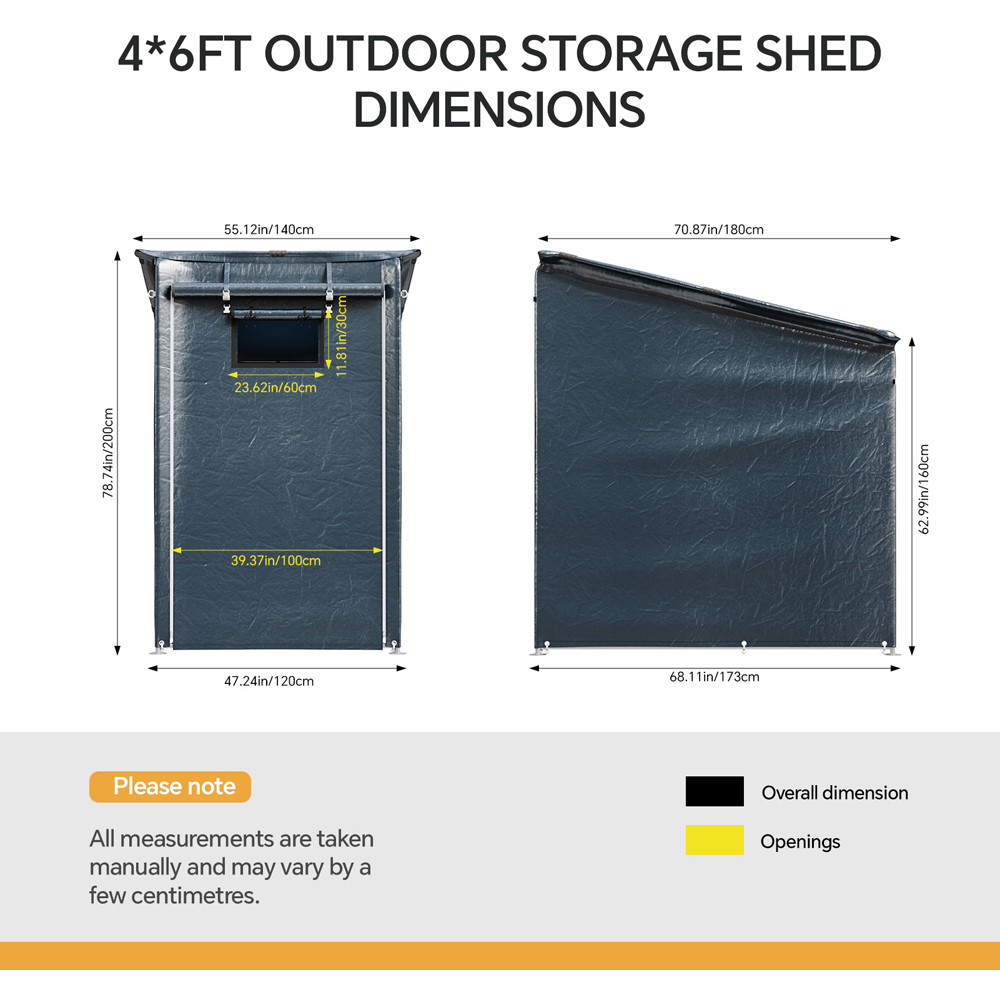 Living and Home 4 x 6ft Dark Grey Pent Garden Storage Shelter with Roll-Up Zipper Door Image 8