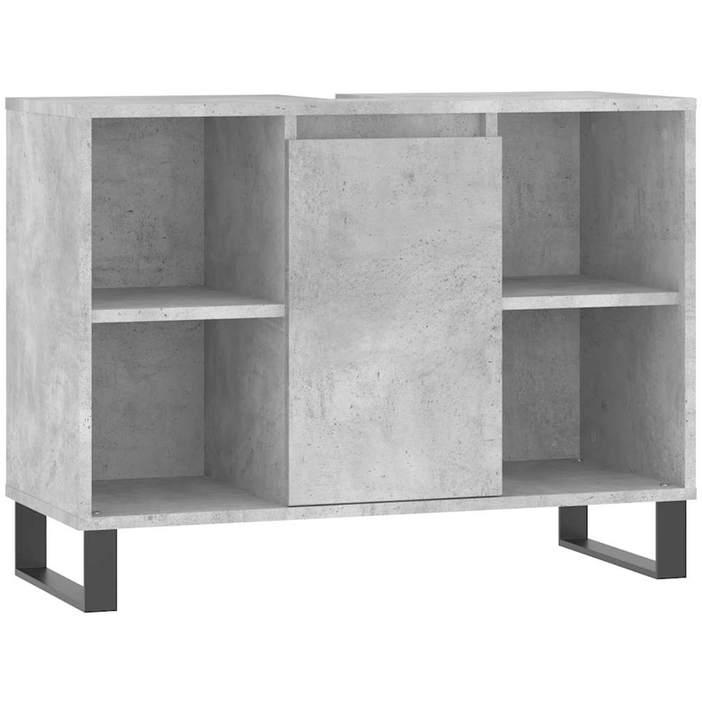 vidaXL Single Door 4 Shelf Concrete Grey Bathroom Cabinet Image 2