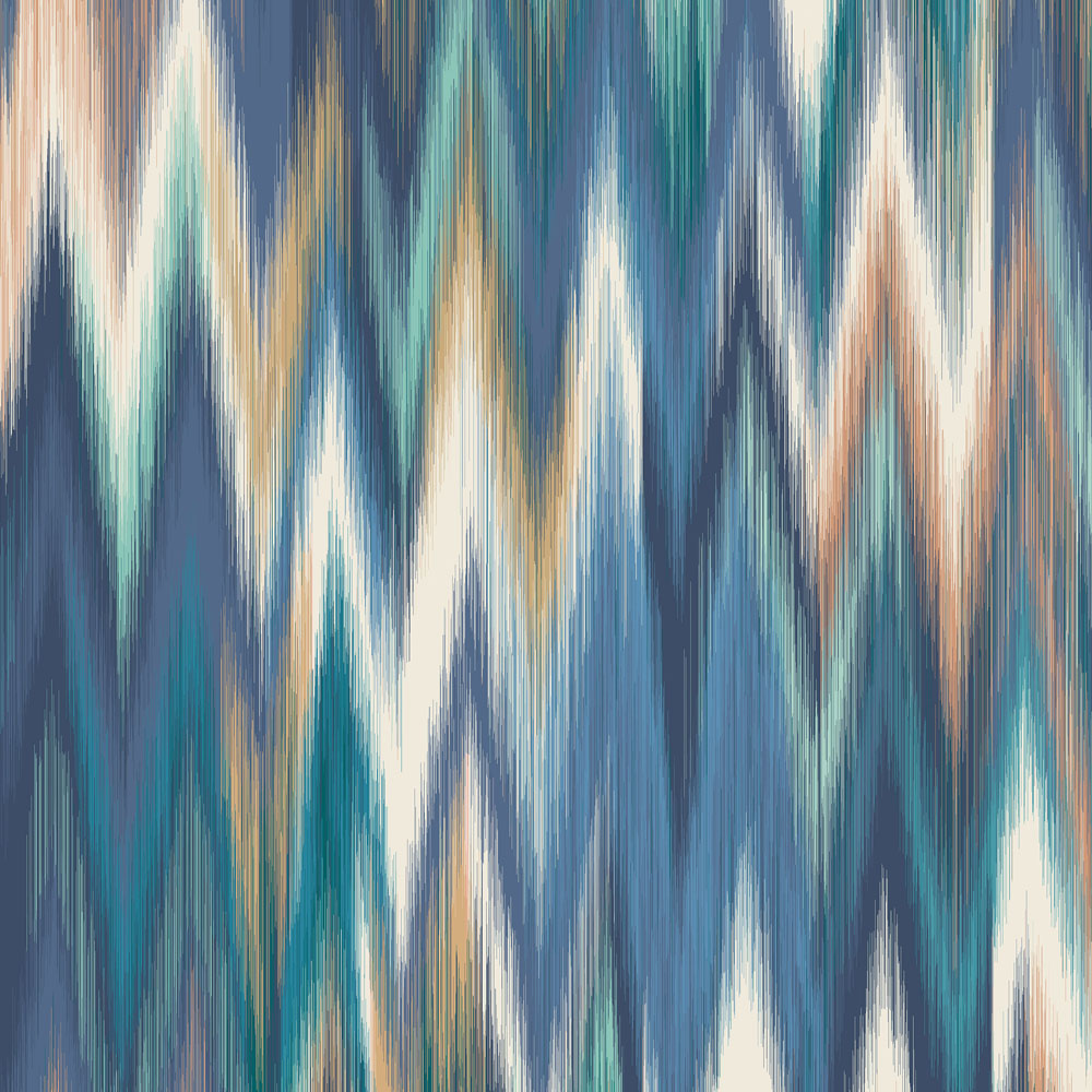 Origin Murals Ikat Zig Zag Blue Wall Mural Image 2