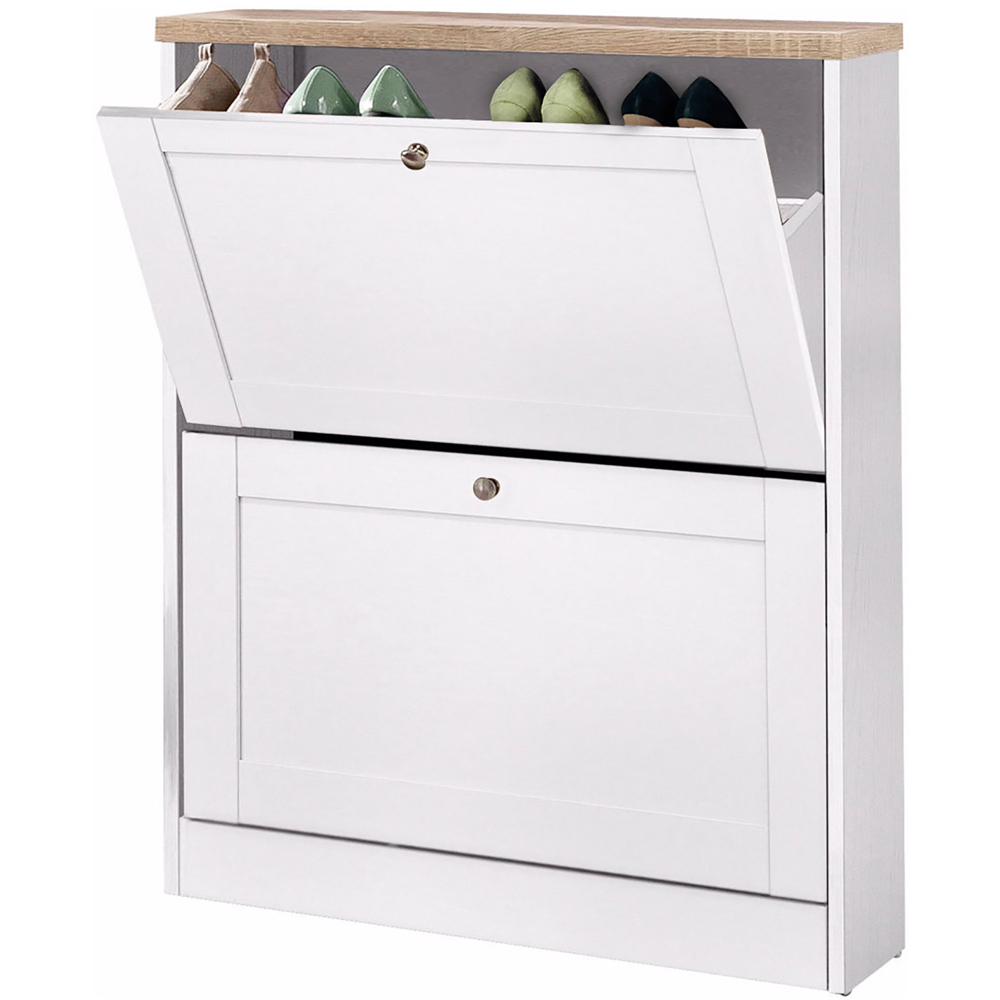 Loft24 HEIDE 2 Flap Door White Sonoma Oak Shoe Chest Image 3