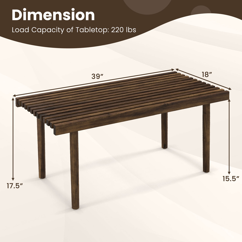 Costway Slatted Top Coffee Table Image 9