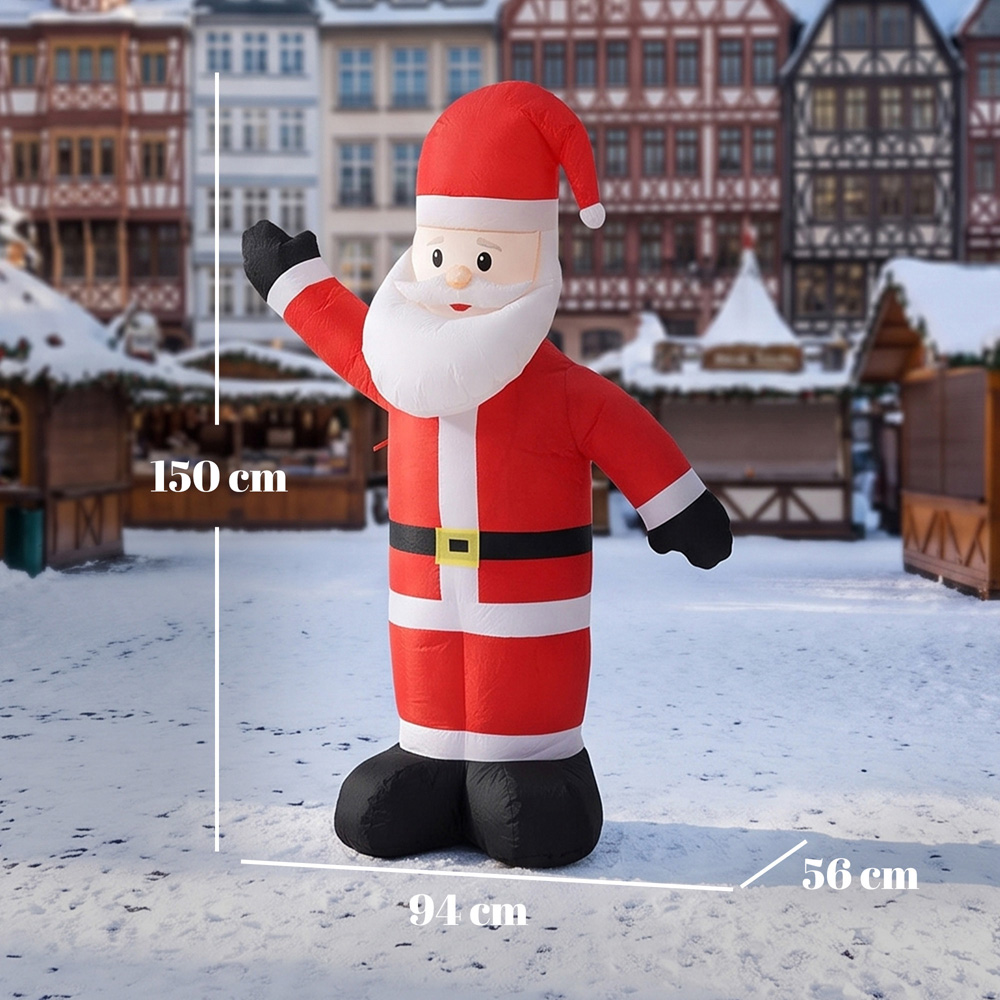 Outsunny Built-In LED Velvet Look Santa Claus Inflatable Outdoor Christmas Decoration 5ft Image 9