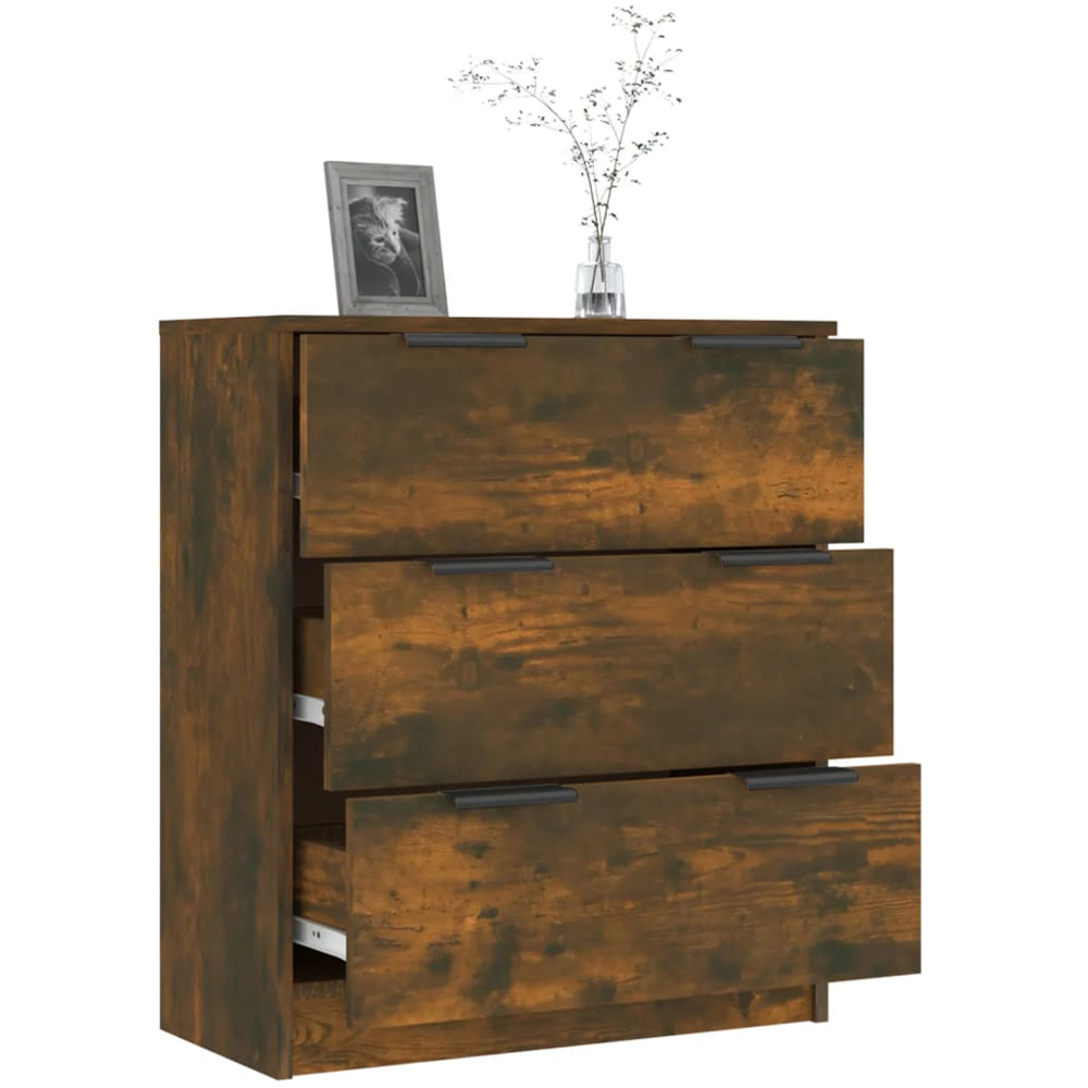 vidaXL 3 Drawer Smoked Oak Sideboard Image 4