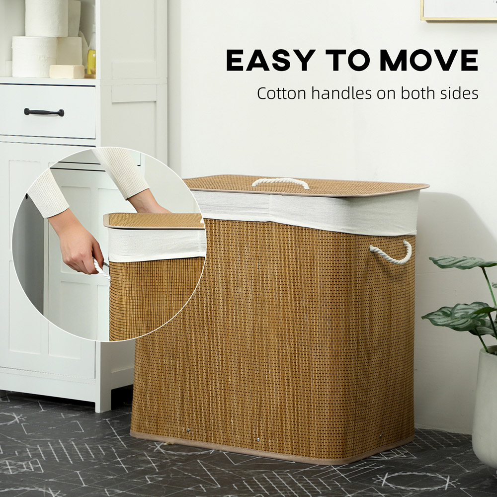 HOMCOM Brown Laundry Basket with Lid 144L Image 5