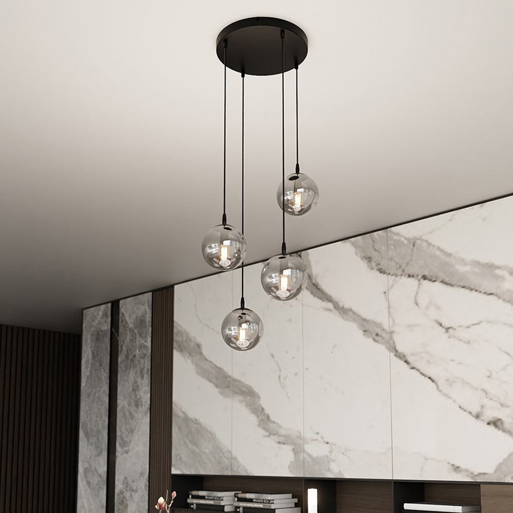 Emibig Cosmo 4 Light Graphite Shade Black E14 Ceiling Pendant Light Image 6