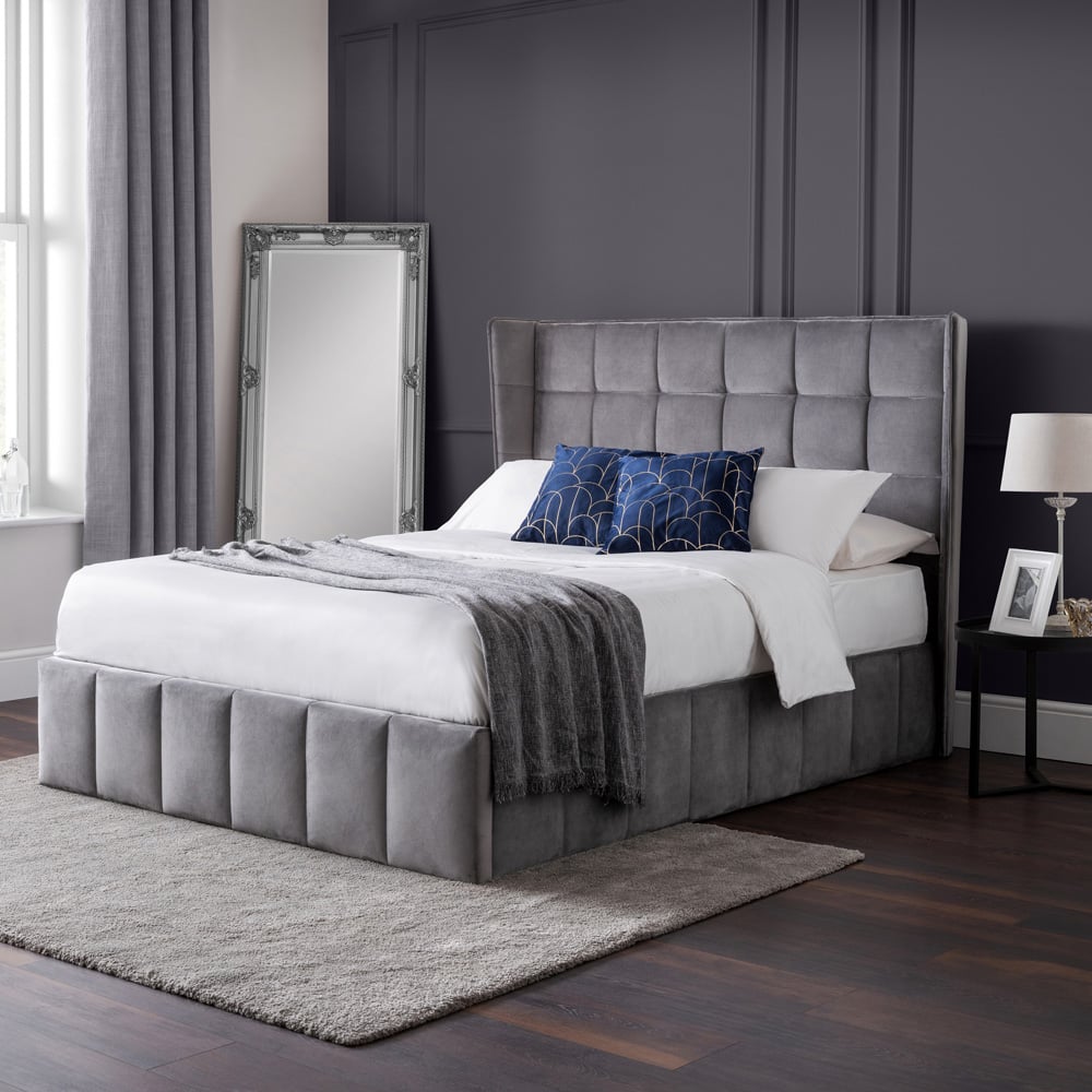 Julian Bowen Gatsby Double Light Grey Ottoman Storage Bed Image 1